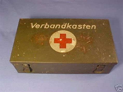 ww2 swiss first aid metal box|WWII Box German First Aid Medical Box, Wood Verbandkasten .